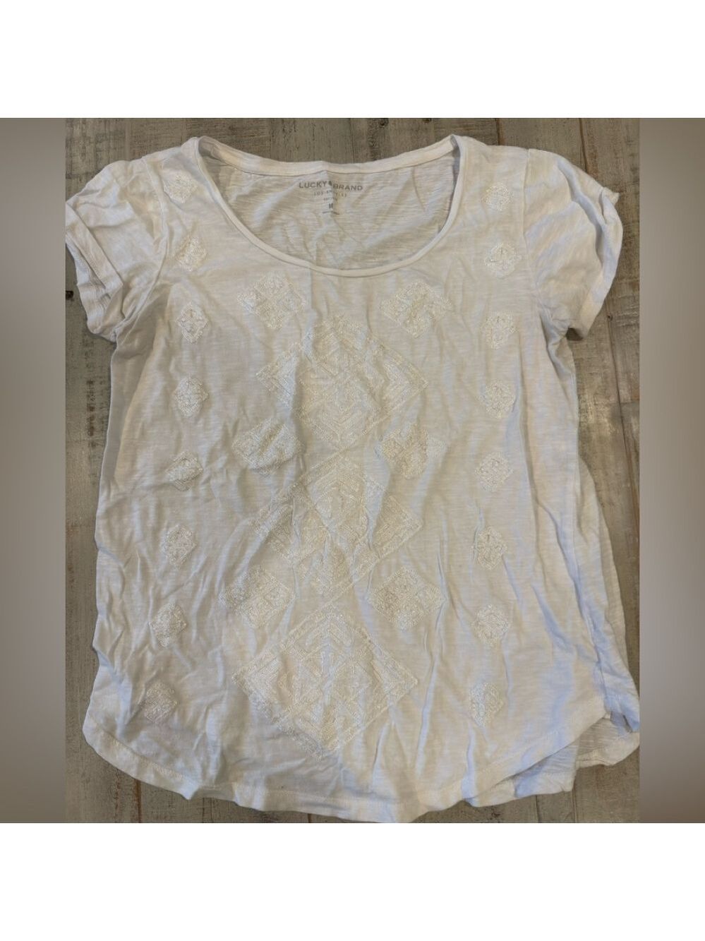 Lucky Brand Embroidered Short Sleeve Top